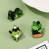Pins de dibujos animados de flores y hojas verdes